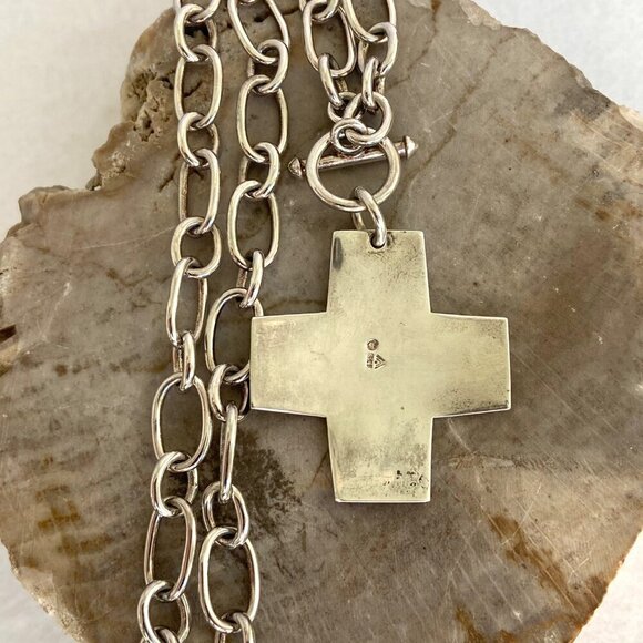 Silpada Sterling Silver 925 Virtuosity Stamped Cross Front Toggle Necklace 17" - Picture 6 of 16